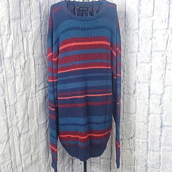 CARBON Striped‎ Cotton Men's Knit Sweater XL - Picture 1 of 7